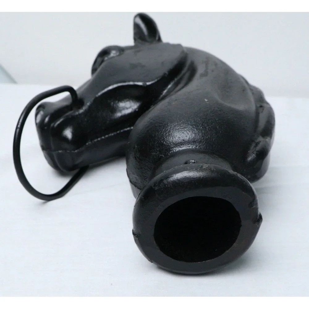 VTG Iron Horse Head Fence Post Hitching Post Topper Mouth Ring Western Country